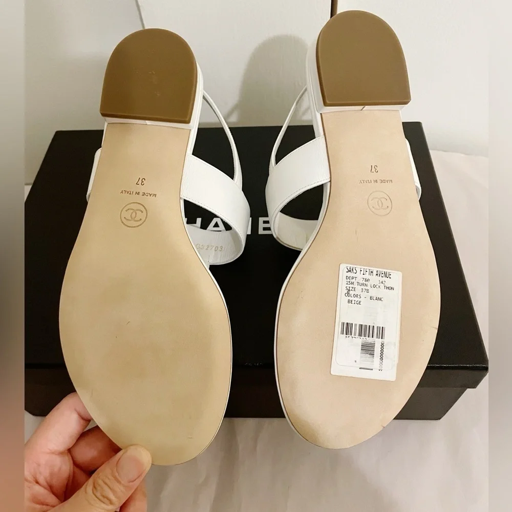 New Chanel Gold CC Interlocking Sandals